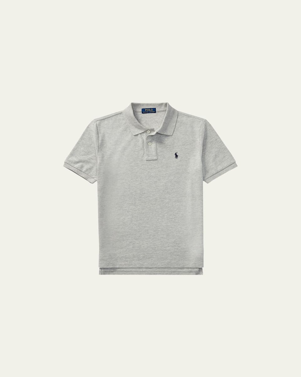 Boy's Short-Sleeve Logo Embroidery Polo Shirt, Size S-X